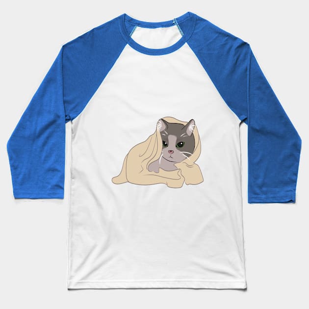 Cat in a towel Baseball T-Shirt by  dwotea